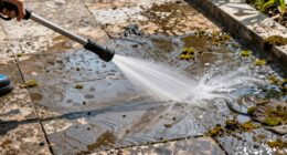 cleaning patios and paths