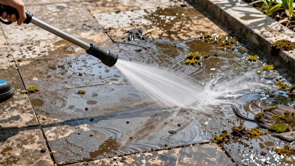 cleaning patios and paths