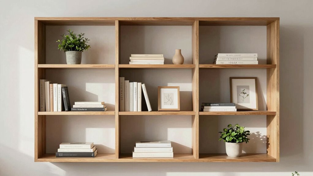 cohesive decorative shelf styling