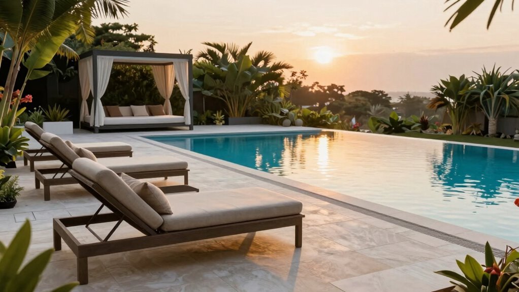 comfortable outdoor pool seating