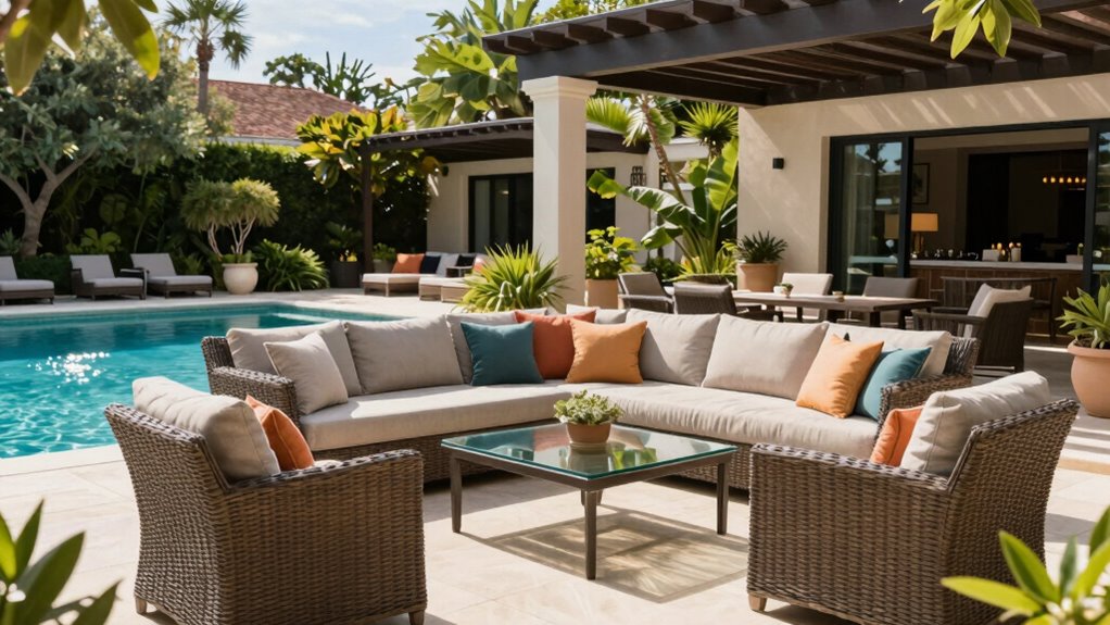 comfortable poolside seating