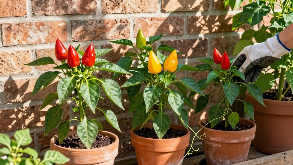 container grown patio peppers
