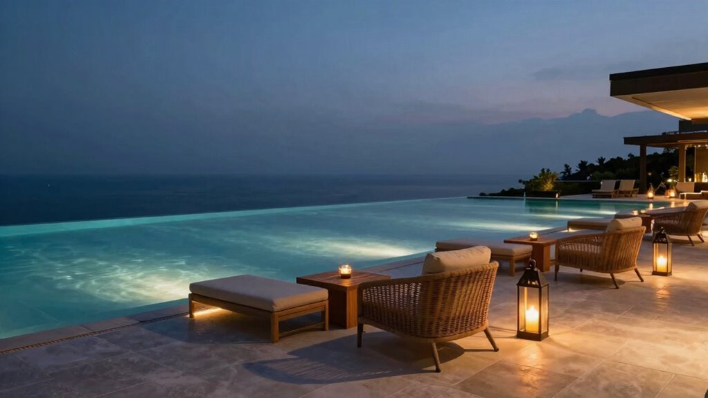 cozy poolside ambient lighting