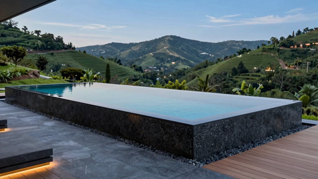 elegant hillside pool finishes