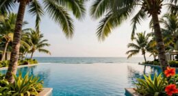 elegant plants enhance pool view