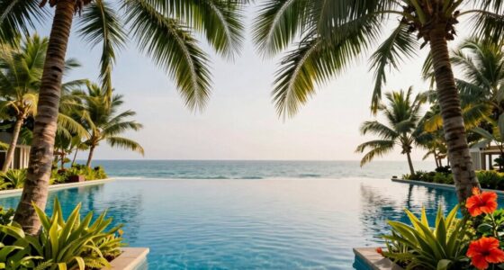 elegant plants enhance pool view