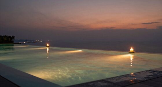 evening infinity pool lighting