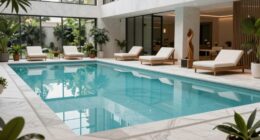 modern calming pool decor