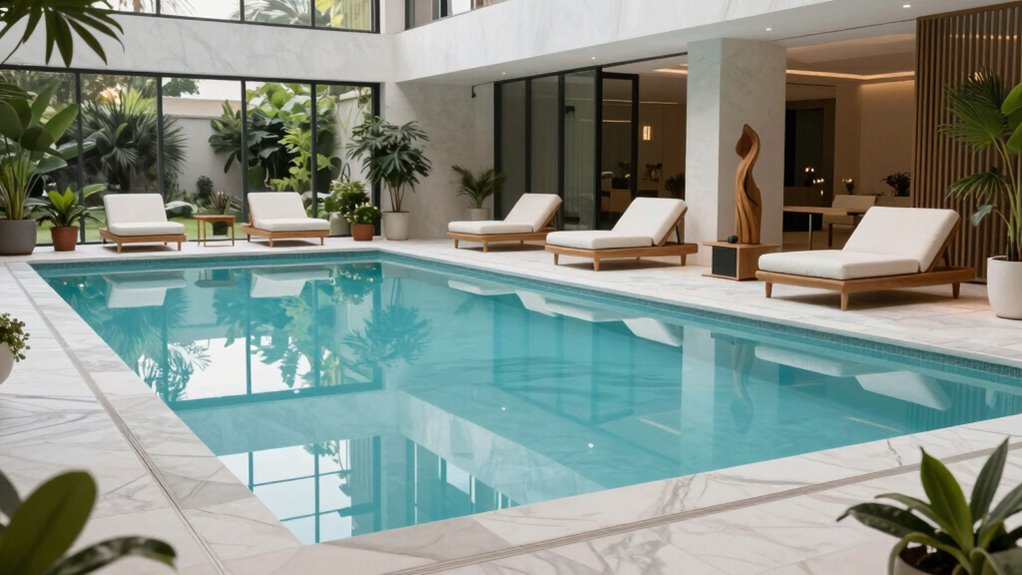 modern calming pool decor