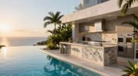 outdoor kitchen and infinity pool