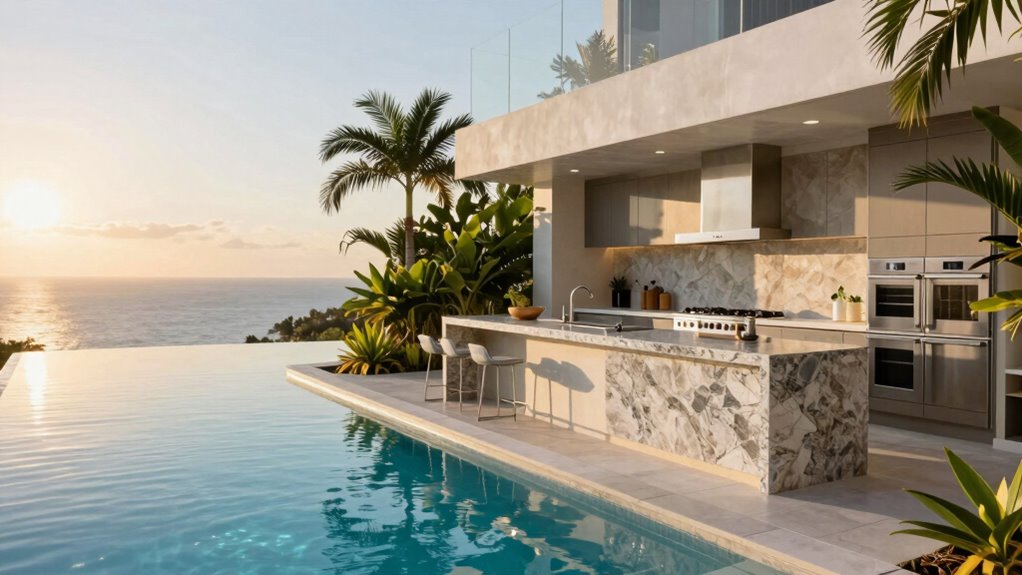 outdoor kitchen and infinity pool
