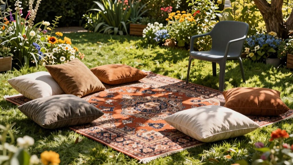 outdoor rug enhances cozy outdoor space