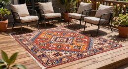 outdoor rugs create seating areas
