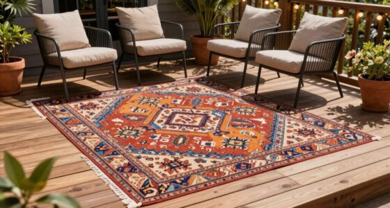 outdoor rugs create seating areas