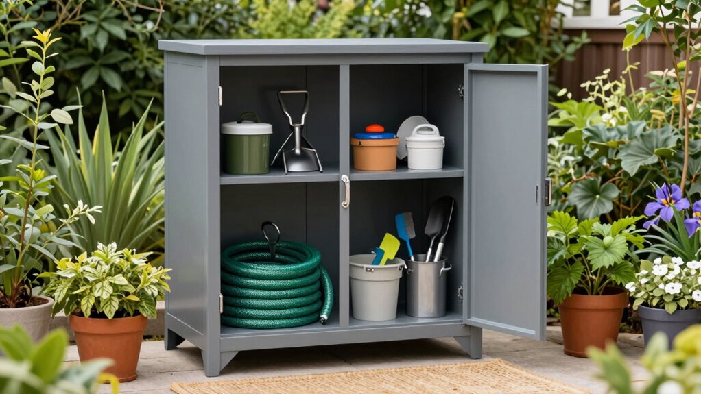 outdoor storage cabinet organization