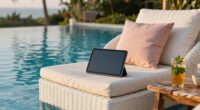 relaxing poolside tech setup