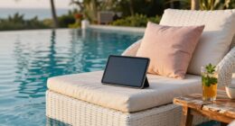 relaxing poolside tech setup