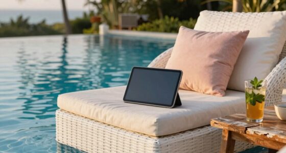 relaxing poolside tech setup