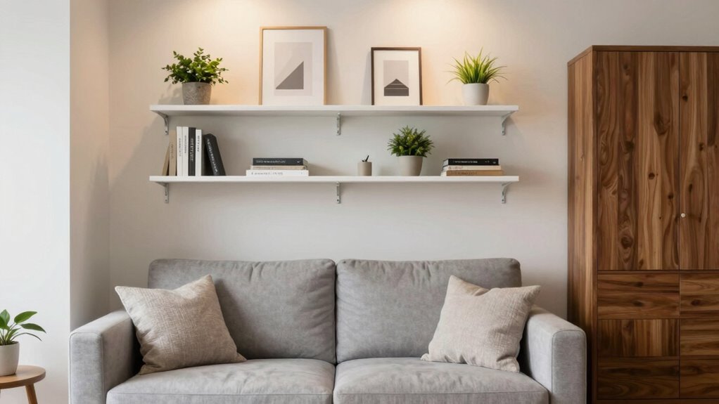 slim vertical open shelving