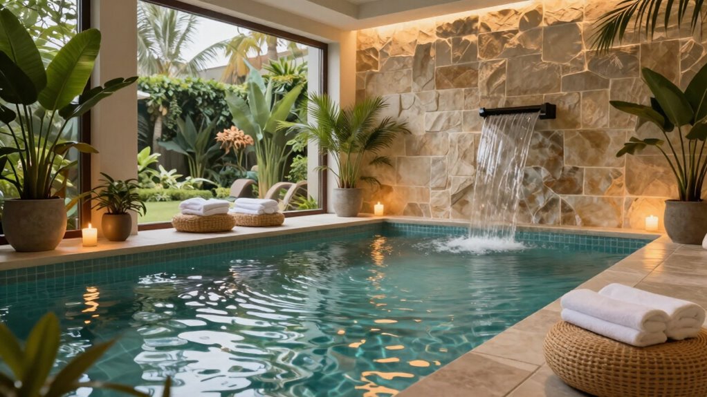 spa inspired pool decor