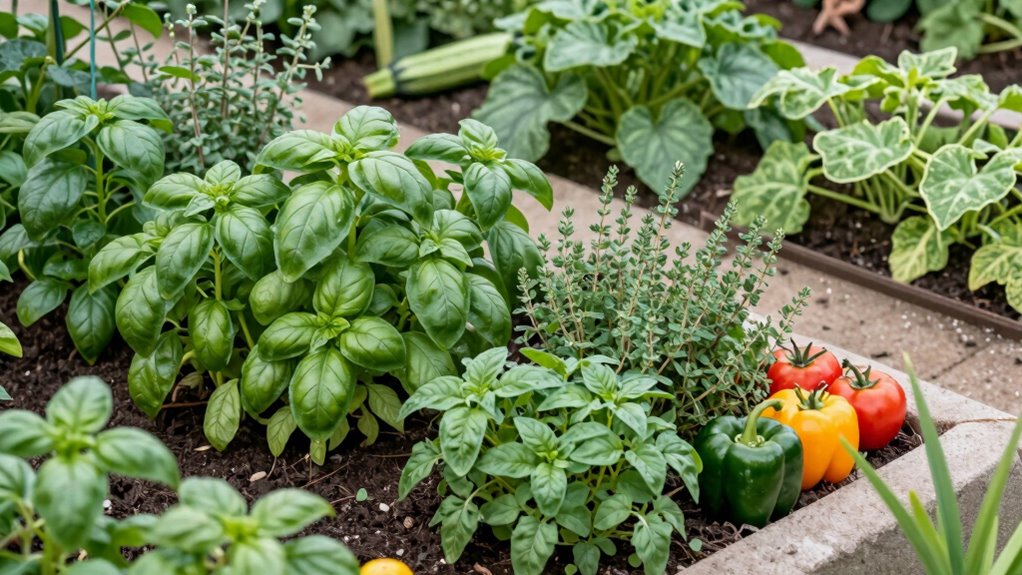 strategic herb and vegetable arrangement