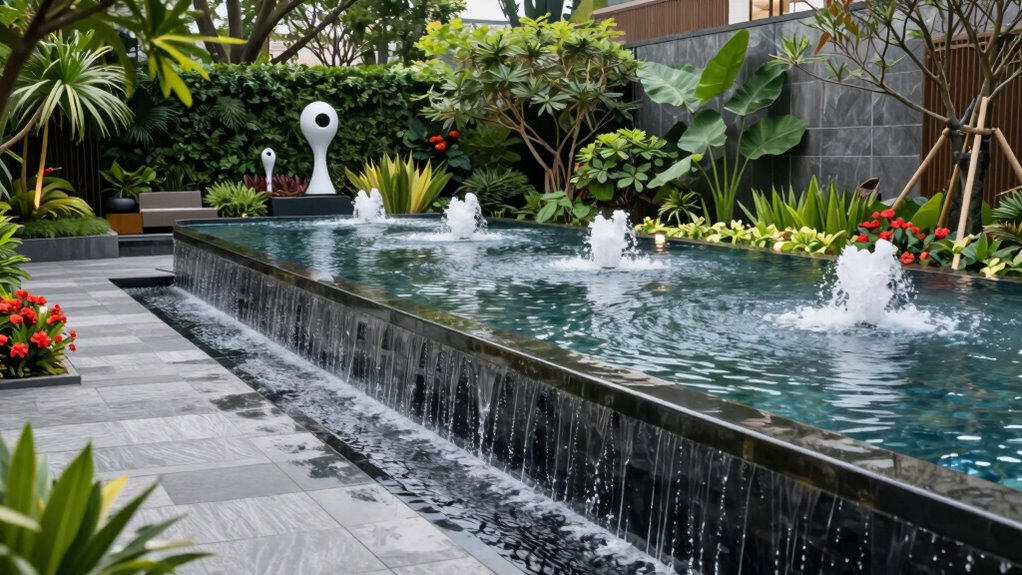 water features and artistic accents