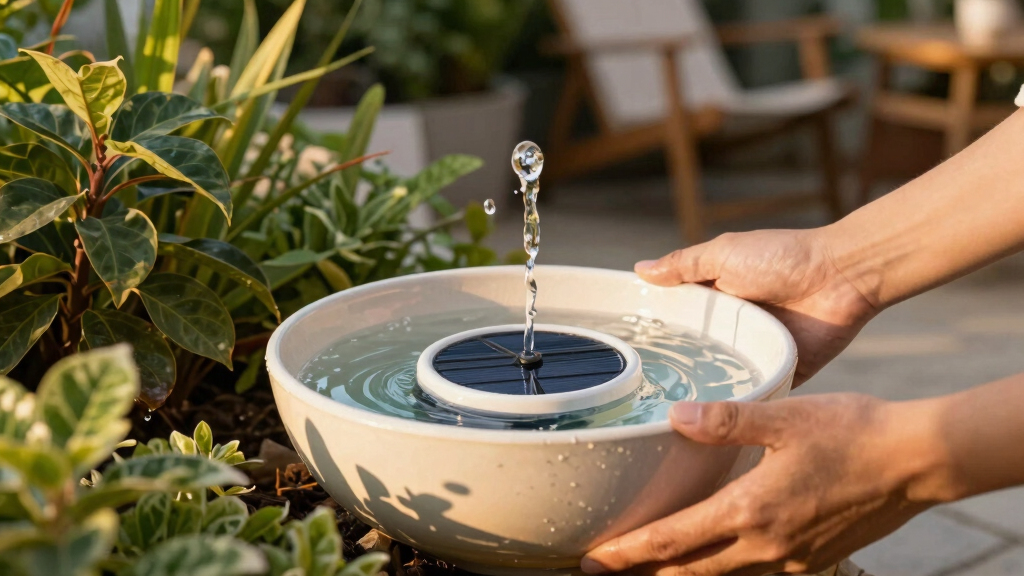 DIY A Water Bowl Planter With A Cheap Solar Fountain And Bring Cooling Sound And Color To Your Summer Garden